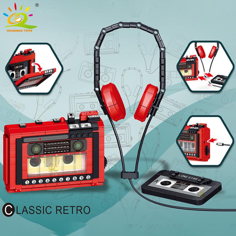 457PCS Simulation MOC Radio Kassettenrekorder Modell Mikro Bausteine Mini Ziegel Kinder Stadt Bauspielzeug für Kind