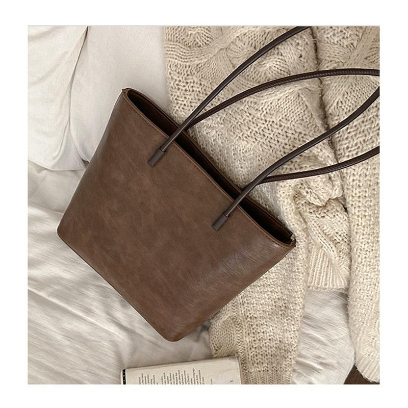 Winter Portable Commuter Bag Female Retro Simple Tote Bag Wild Large-capacity Shoulder Bag