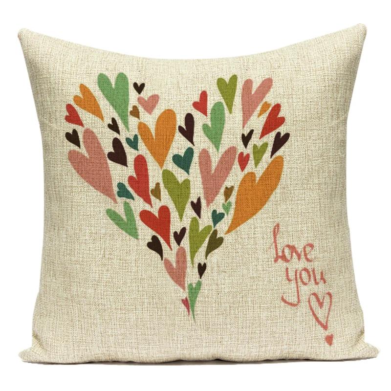 Love Heart Pillow Cover Valentine Day Love You Letters Cushion Cover Home Decor Sofa Bed Wedding Party Decor Pillowcase