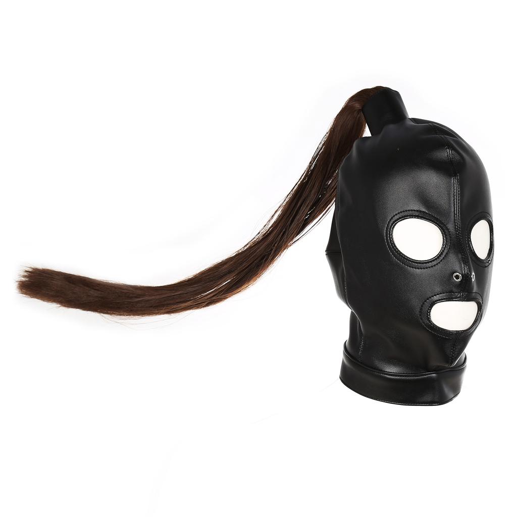Sex toys head cover face with exposed eyes and mouth mask harness-shaped head cover wig mask sex toys