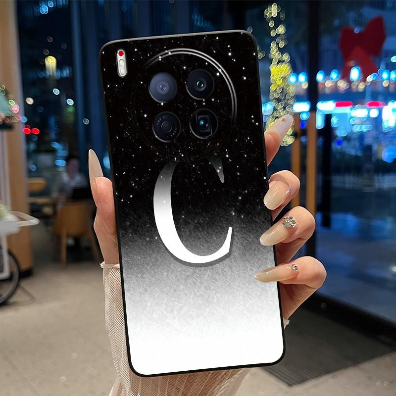 Cover For Tecno Camon 40 Premier 5G Case New Letter With Flower Shiny Starry Sky Soft Silicone Black Back Anti-scratch Cover