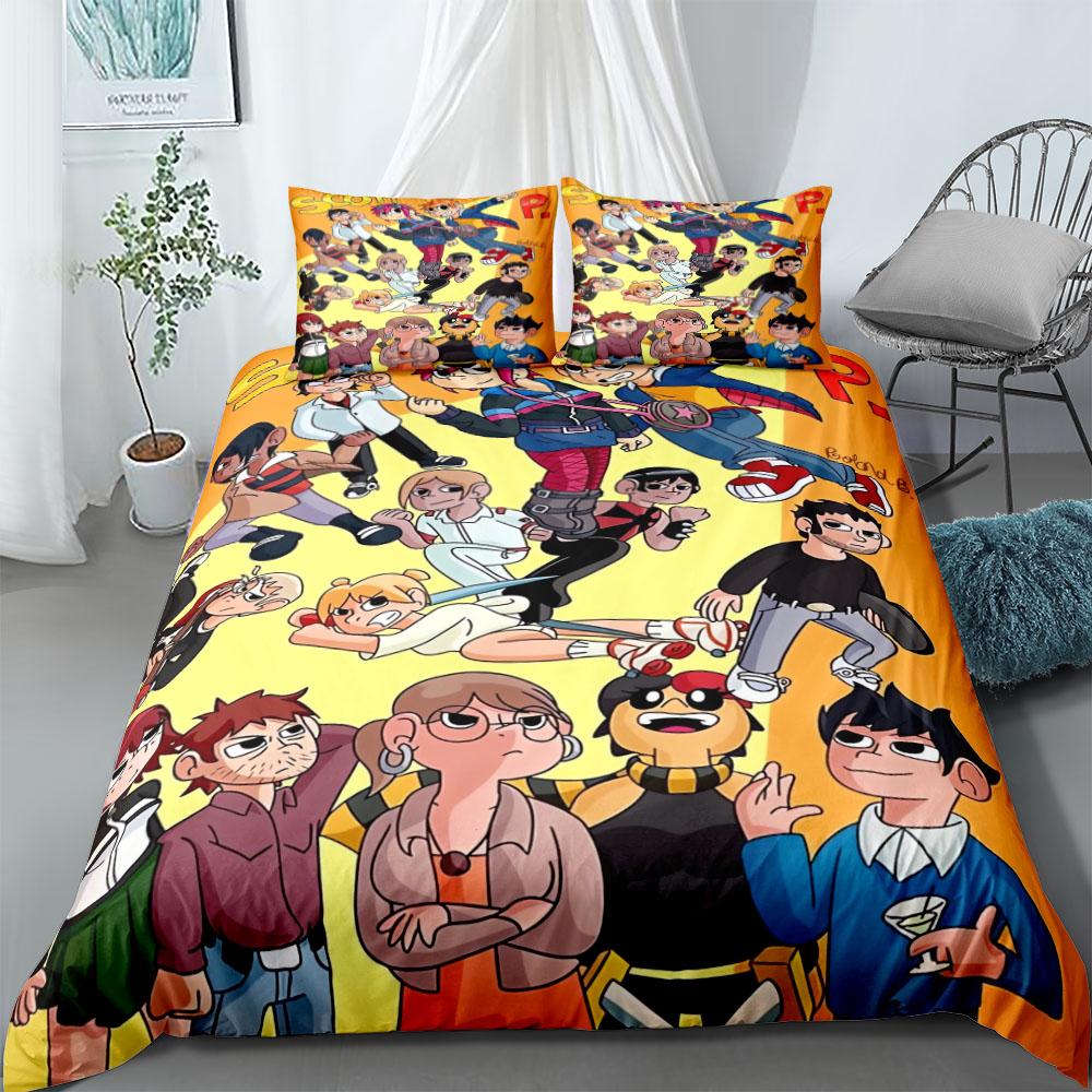 Scott Pilgrim Sada povlaku na přikrývku Bez prostěradla King Queen Double Full Twin Single Size Sada ložního prádla