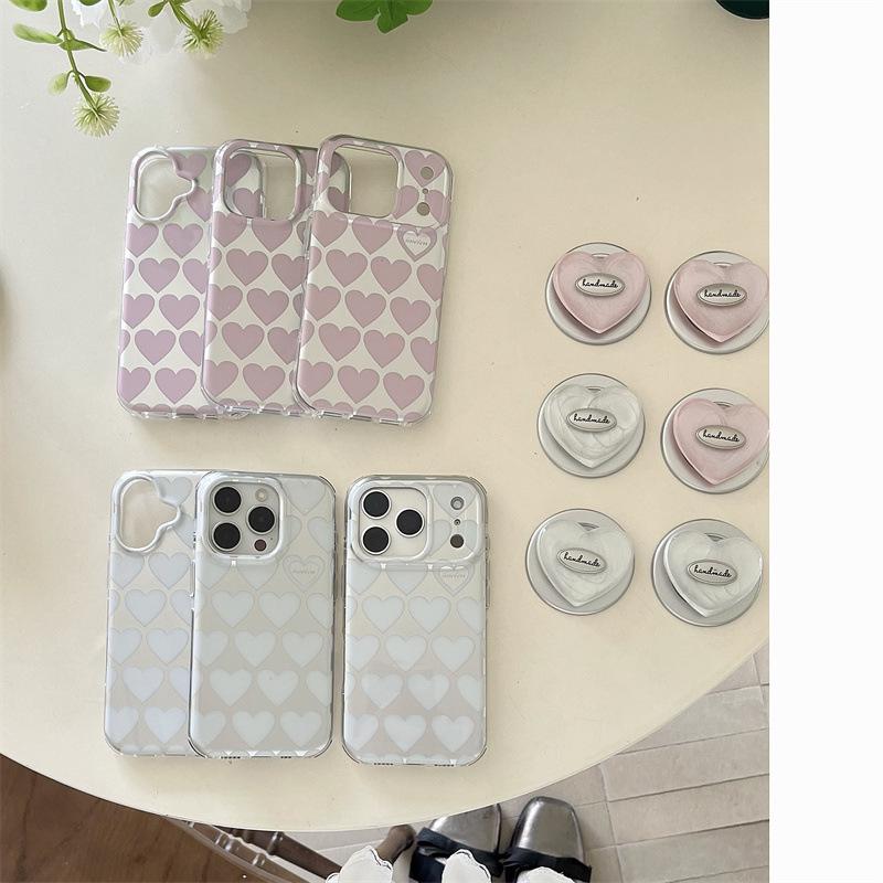 Korean Style Electroplated Heart Magnetic Phone Case for iPhone 17/16 Pro Max/15/14