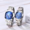 Stainless Steel Calendar 3ATM Diamond Luminous Analog Display Stylish Antique Quartz Watch Silver Blue Fashion Accessory Birthday Anniversary