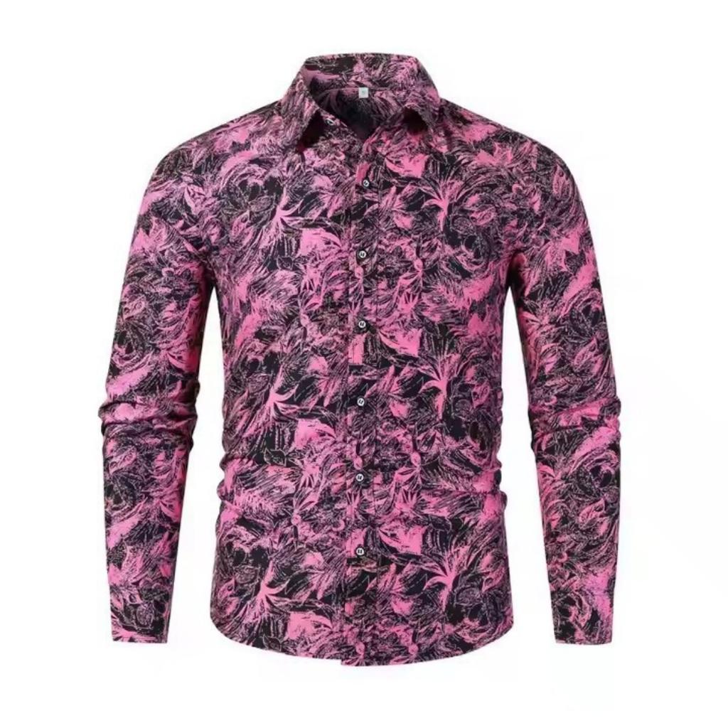 Fashion essential! Abstract print long-sleeve shirt, stylish casual wear for men