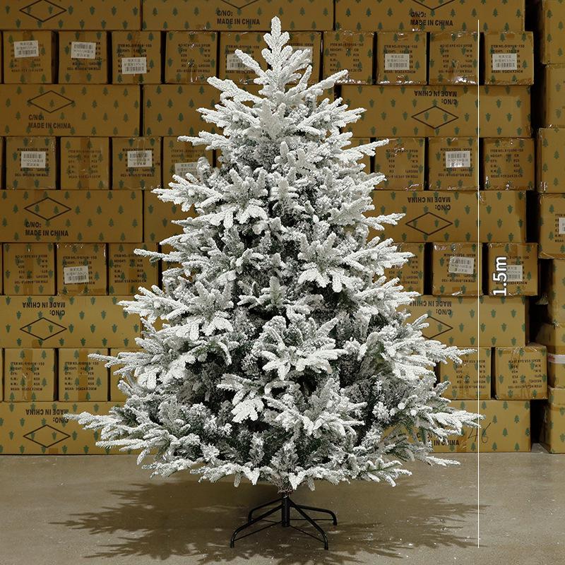 Pre-Lit Dense Christmas Tree with Snowfall Effect and Ornaments
