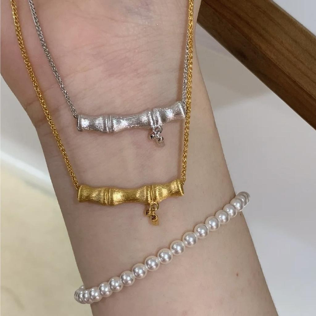 National Style, Cool Feeling, Handmade Brushed Bamboo Necklace, Women'S Exquisite Design, Joint High-Rise Collarbone Chain