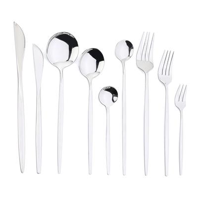 1 Pcs Silver Cutlery Kitchen Dinnerware Restaurant Flatware Western Tableware Steak Knife Fork Spoon Dessert Silverware