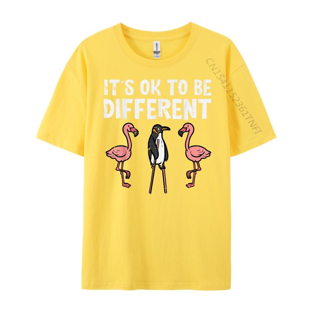 Penguin Its Okay To Be Different Flamingo Graphic T Shirts 100 Cotton Luxury Clothes Men Tee Shirt Loose