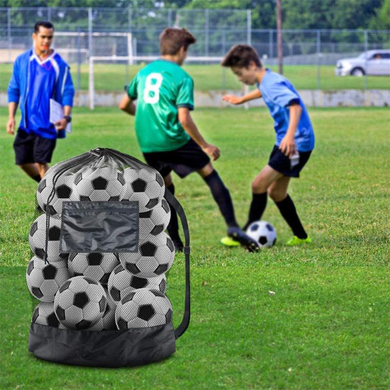 Mesh Soccer Ball Bag Extra Large Drawstring Basketball Storage Bag With Zipper Pocket Volleyball Football Net Pack Gym Bags