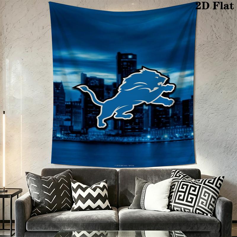 Detroit Lions Wall Tapestry Aesthetic Wall Hanging Printed Fabric Blanket Decorative Tapestries for Bedroom Living Room Home Decor