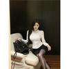 Chic Slim-Fit Long-Sleeved Polo Collar White Shirt: Spring & Autumn Collection