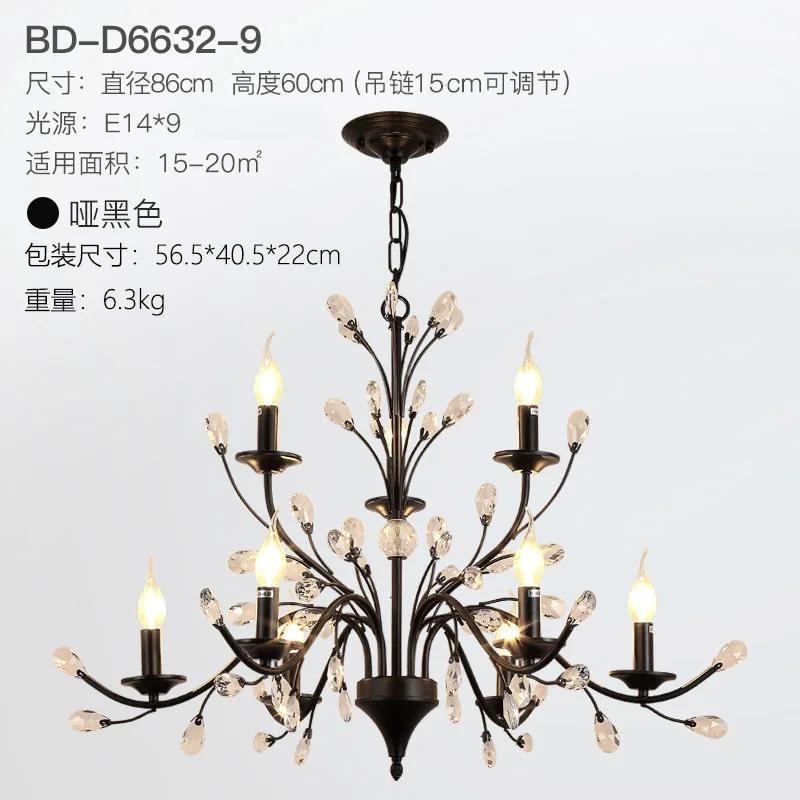 Vintage Crystal Chandeliers for Living Dining Bedroom Kitchen LED Pendant Lamp Lustre American Hotel Villa Hanging Lights