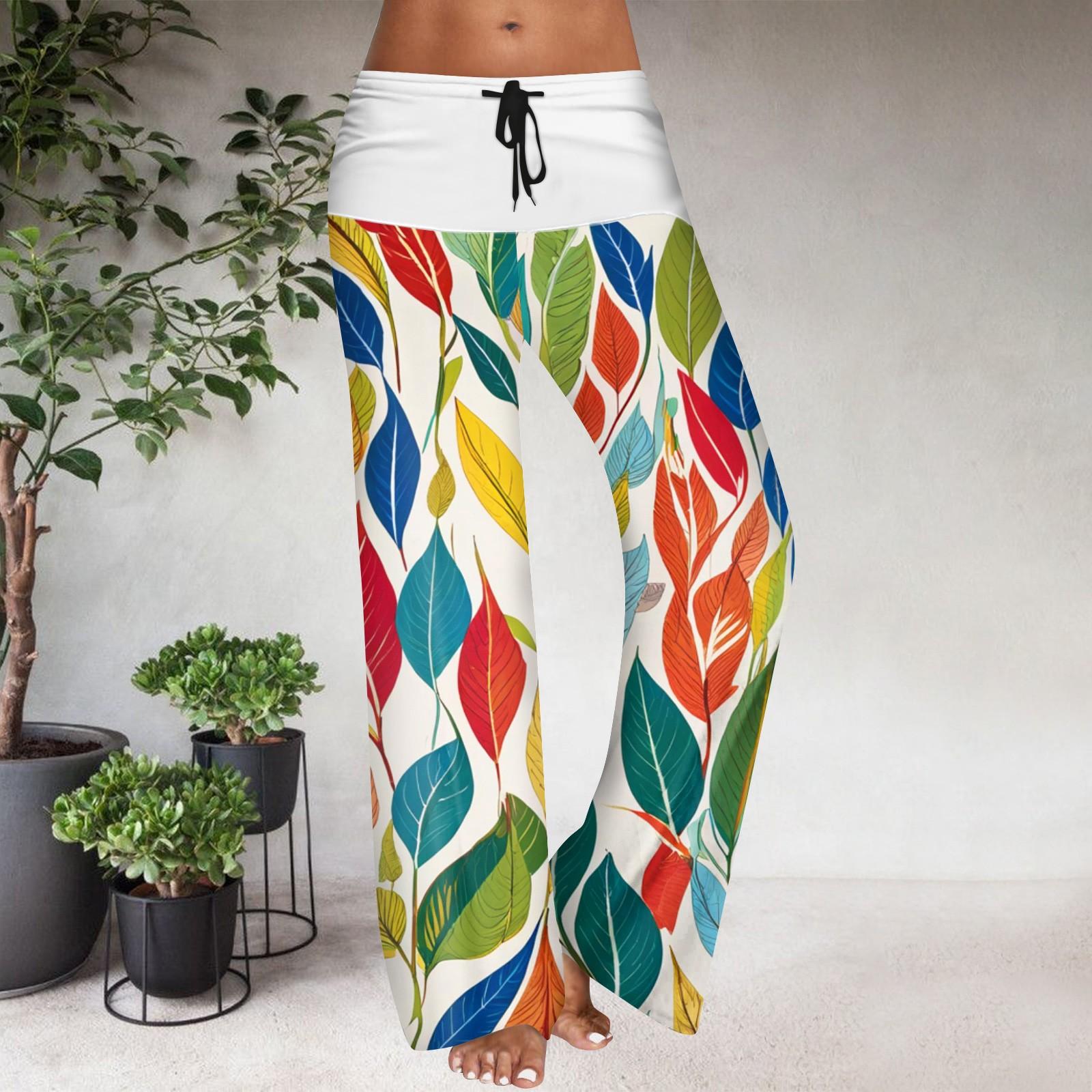 

Женские повседневные брюки с широкими штанинами, эластичным поясом на кулиске, цветовой блок, с цветочным принтом S