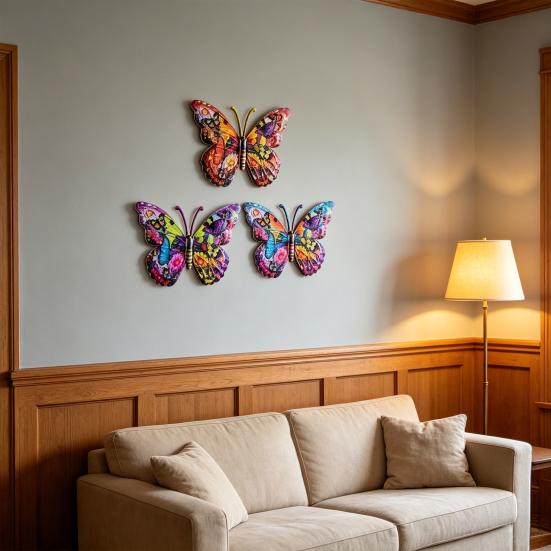 Decorazione Murale a Farfalla in Metallo Resistente alle Intemperie Uso Esterno Ferro Durevole Lavorazione Piatta 2D Colori Vivaci Stampati UV Facile da Montare Giardino Patio