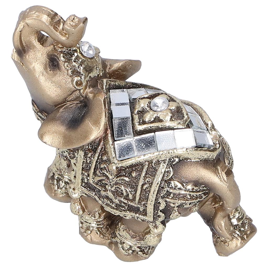 Elephant Statue Figurine Feng Shui Resin Animal Ornament Art Crafts Desktop DecorationGold S
