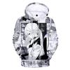 Monochrome Maiden Anime Hoodie, Men's Autumn Winter Warm Fleece Sweatshirt, Black White Anime Girl Graphic Pullover for Weekend Casual Trips