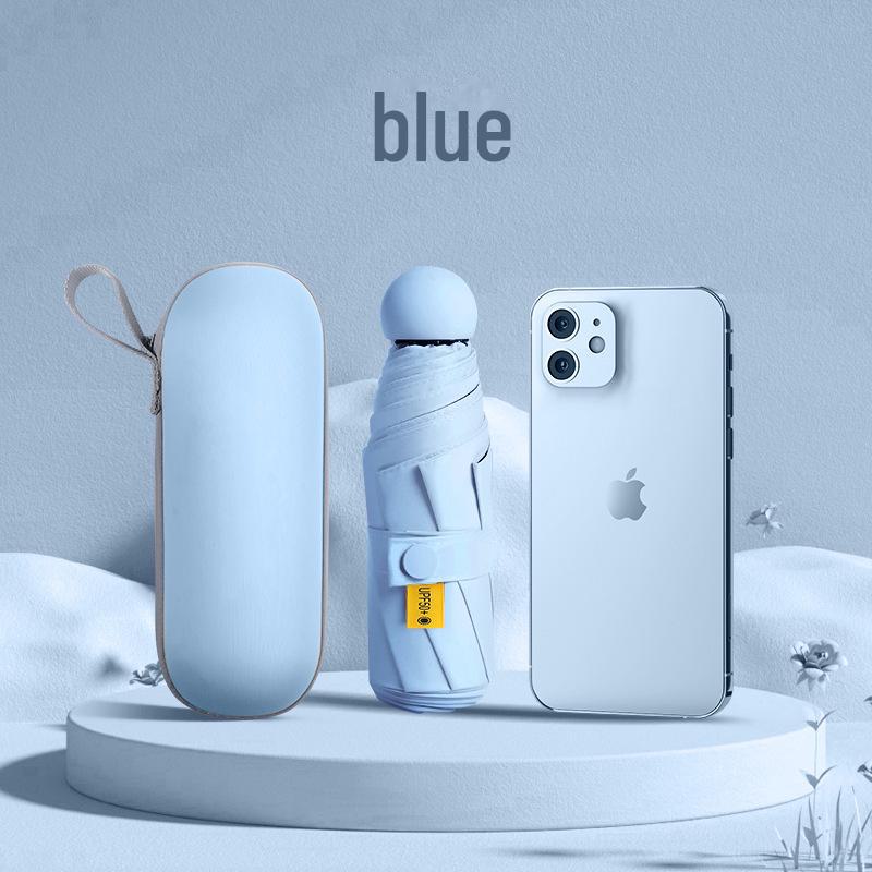 Compact Capsule Umbrella: 50% Foldable, Portable, Pocket-Size for Sunny and Rainy Days