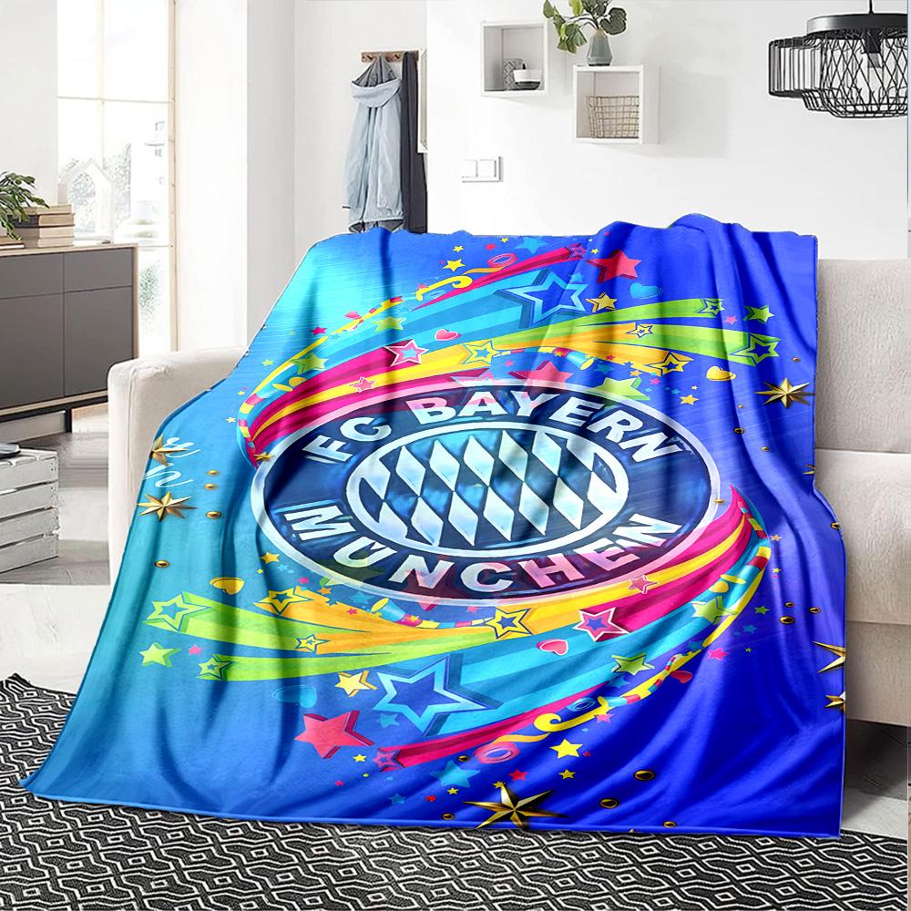 FC Bayern München Logo Decke Strapazierfähiger Komfort Perfekt für Bett Wohnzimmer Sofa Vier Jahreszeiten Universell Modern Bestes Weihnachtsgeschenk für Freunde Familie