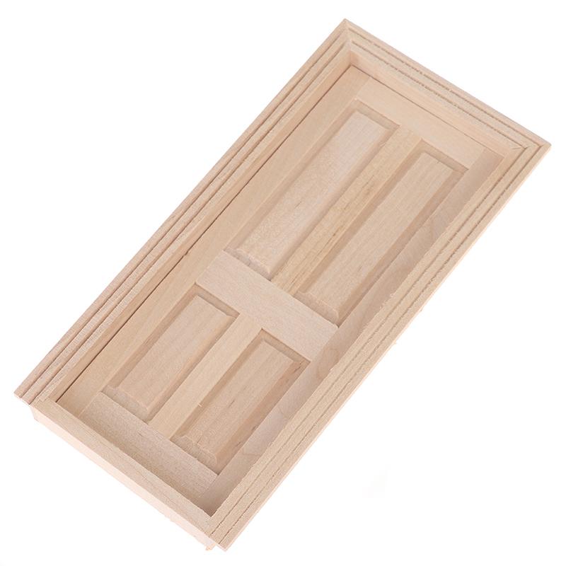 1/12 Dollhouse Miniature Wood External Door Unpainted Doll House Diy Accessories