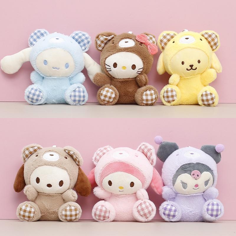 Cute Sanrio Melody Cinnamoroll Kuromi Plush Pendant Doll Keychain Gift