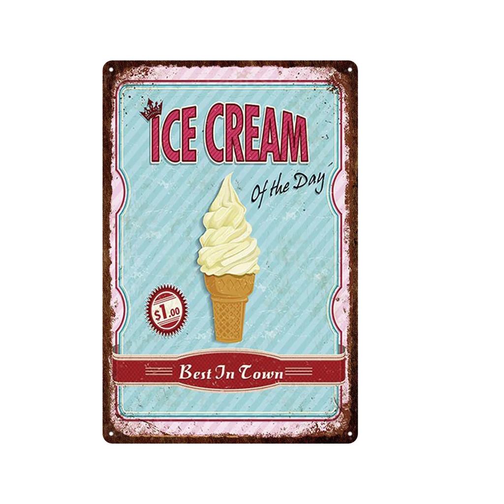 Soft Serve Ice Cream Iron Poster Painting Tin Sign Vintage Wall Decor for Cafe Bar Pub Home Beer Decoration Crafts
