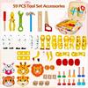 [Wooden Animal Toolbox] Children Wooden Toolbox Educational Toys Nuts Screws Simulated Carpenter Assembly Repair Tools Creative Play Set