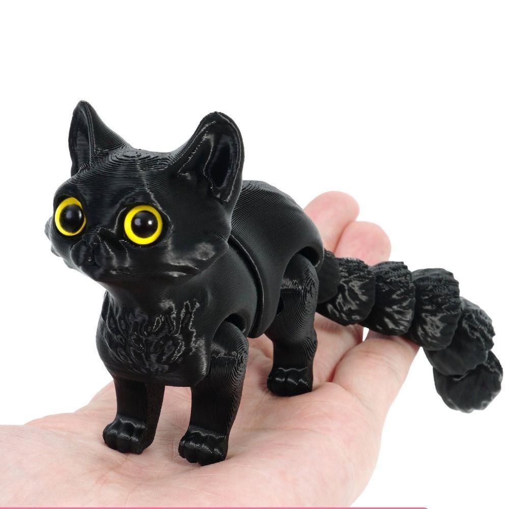 New PLA Cat Figurine Movable 16cm 3D Printed Cat Toys Stress Relief Articulated Joints Fidget Toy Gift