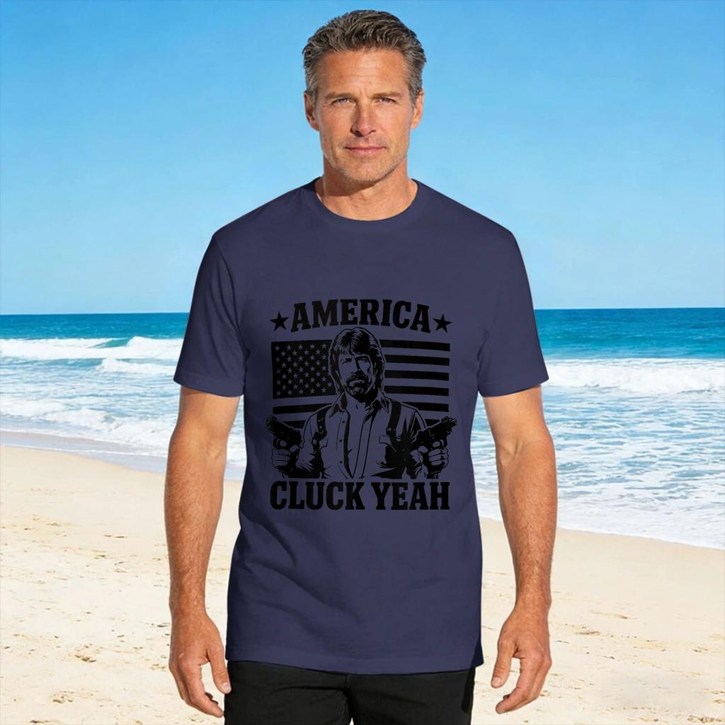 America Cluck Yeah Chuck Usa Funny Sayings Quote Cotton Tshirt For Unisex Summer Aesthetic Tshirts Hip Hop Tees Diy Clothing