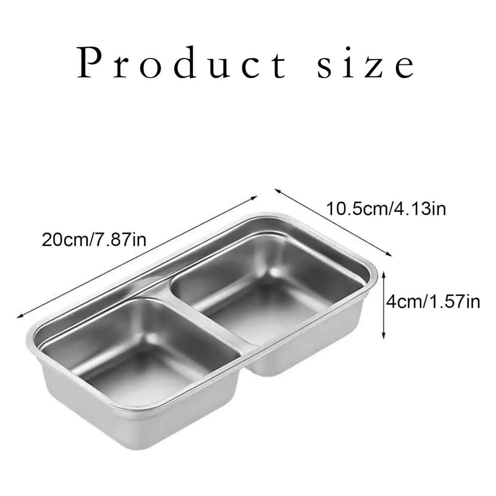 Stainless Steel Snack Containers with Lid 2 Compartment Lunch Box Food Storage Meal Prep Container for Outdoor Camping