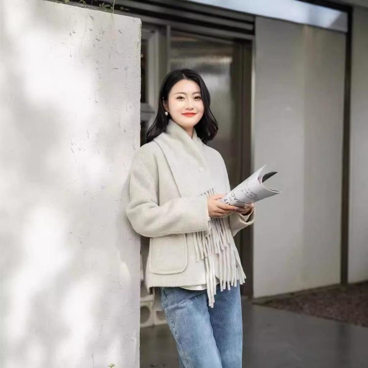 Winter Korean Style Double Sided Wool Coat Short Scarf Woolen Autumn New