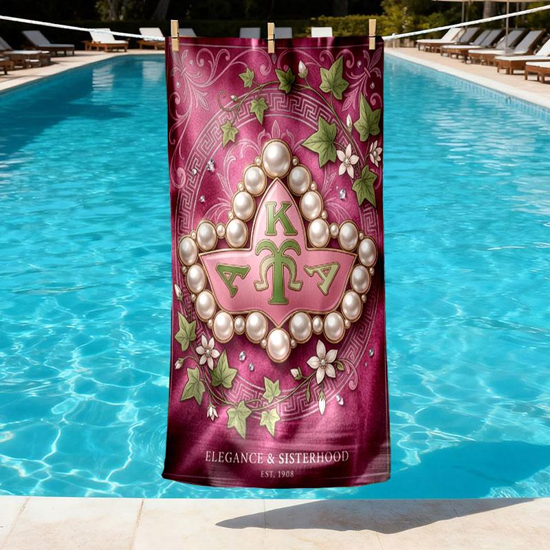 Alpha Kappa Alpha Print Beach Towel Design, Soft, Lightweight. for Home Bathroom, Spa, Pool, Yoga, Surfing, Camping, Gift for Family, Friend