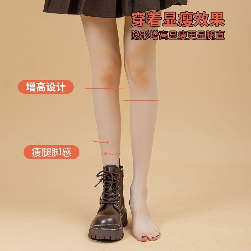 Leather Martin Boots Women's Autumn and Winter New Handsome Tooling Velvet Short Boots Thick-soled Heightening Single Boots