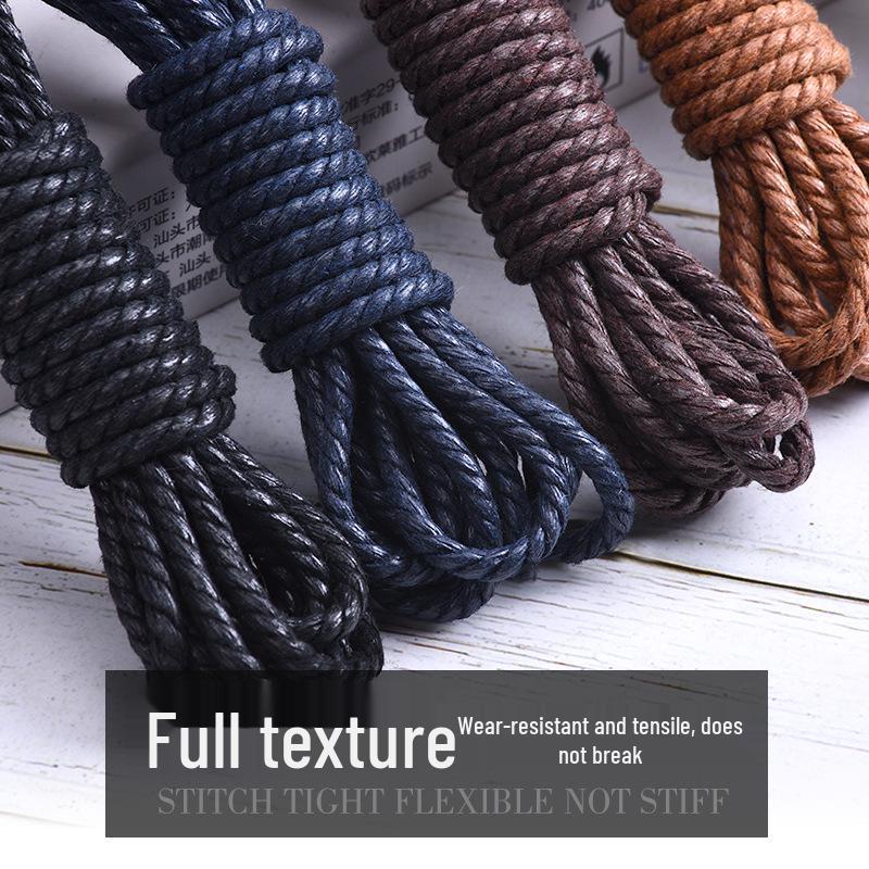 Waxed Leather Round Shoelaces for Casual Shoes and Boots (Black & White) Customizable