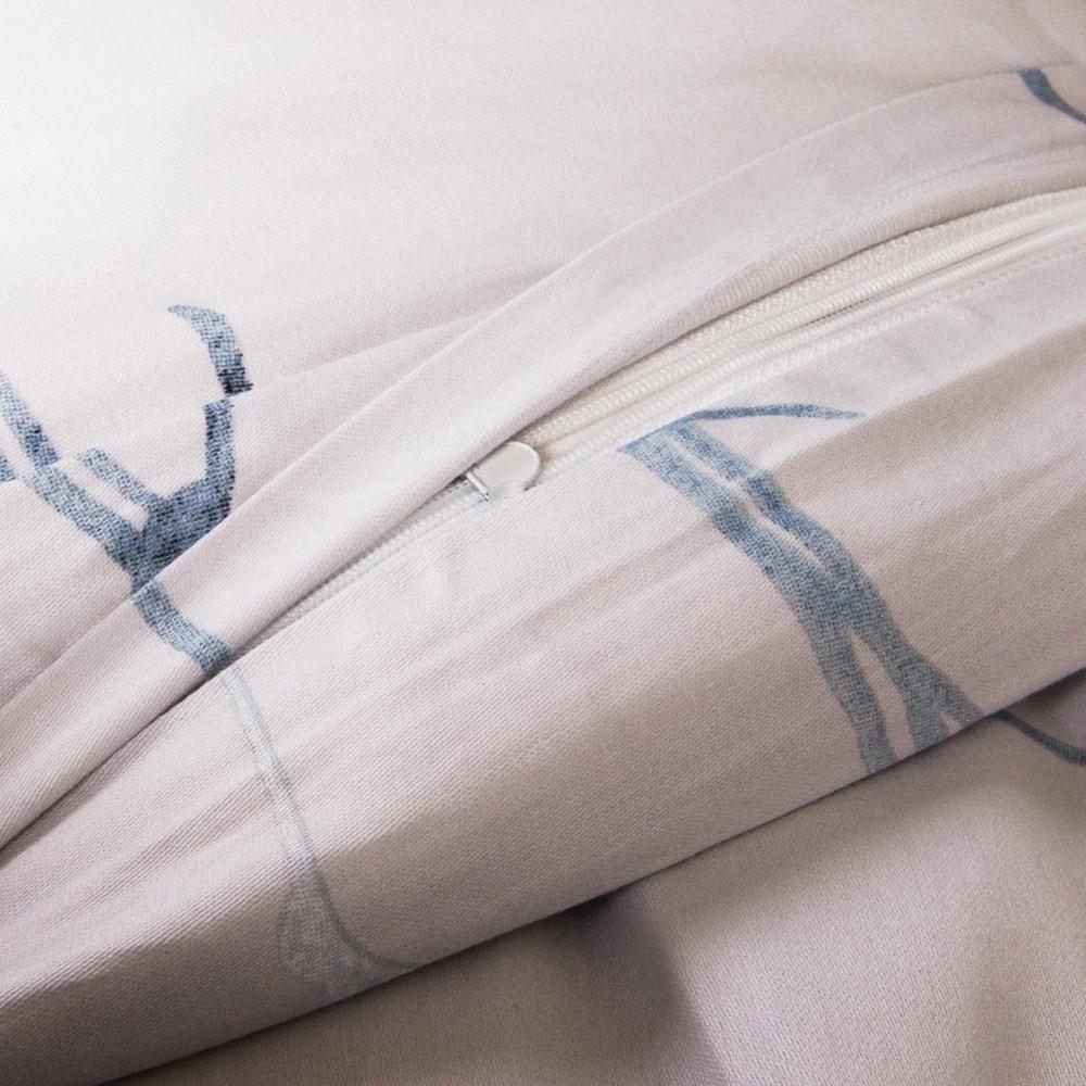 Cotton Bedding 220x200 Satin COTTON Light with Pastel Blue Flowers