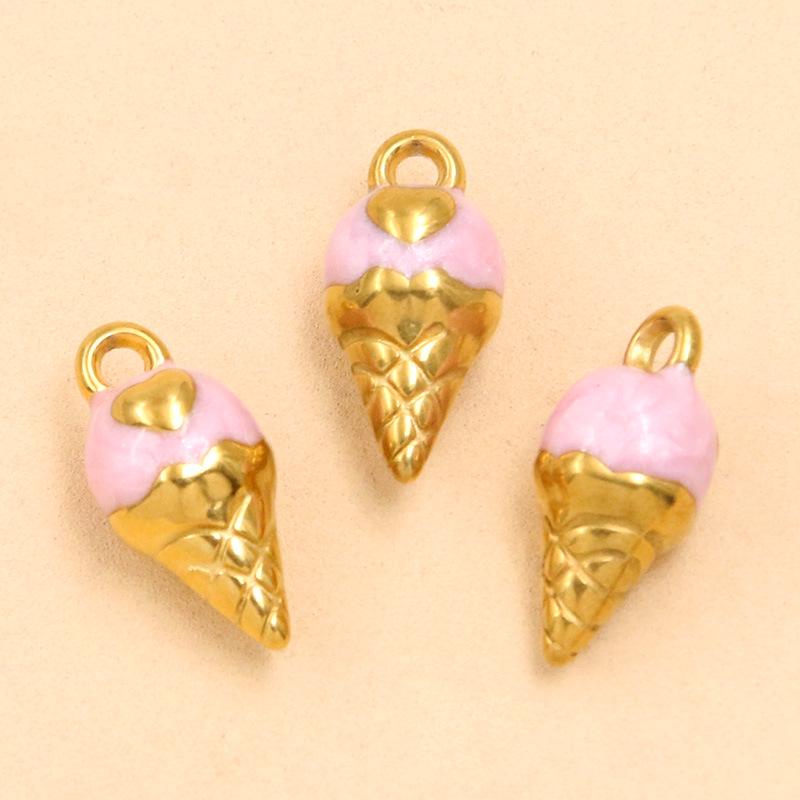 Gold Enamel Stainless Steel Ice Cream Star DIY Jewelry Accessories