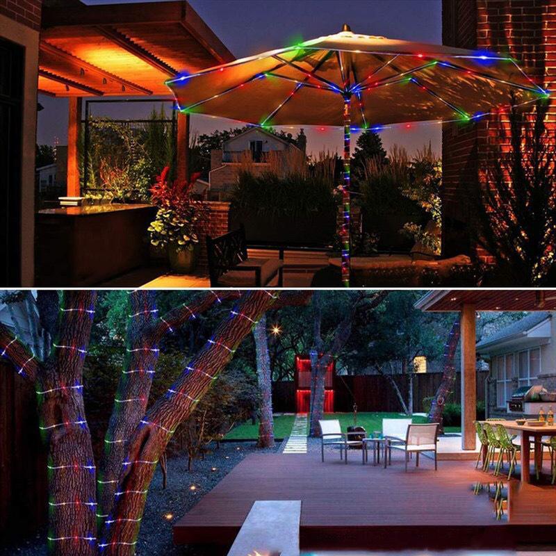 Colorful Outdoor Solar LED Tube Strip Lights - USB/Battery Powered Christmas Lighting with Copper Wire