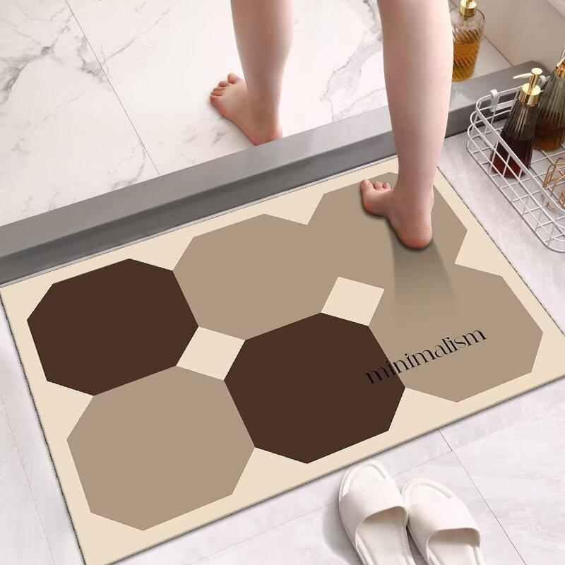 Badezimmerbodenmatte Stark saugfähiges Kieselgurkissen WC rutschfeste Fußmatte Zimmerteppich