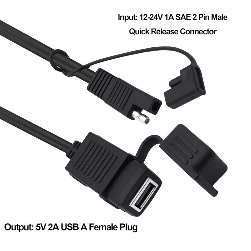 Motorcycle USB Chargers Universal SAE To USB Converter Cable SAE Quick Extension Cord 5V 2A for Cellphone