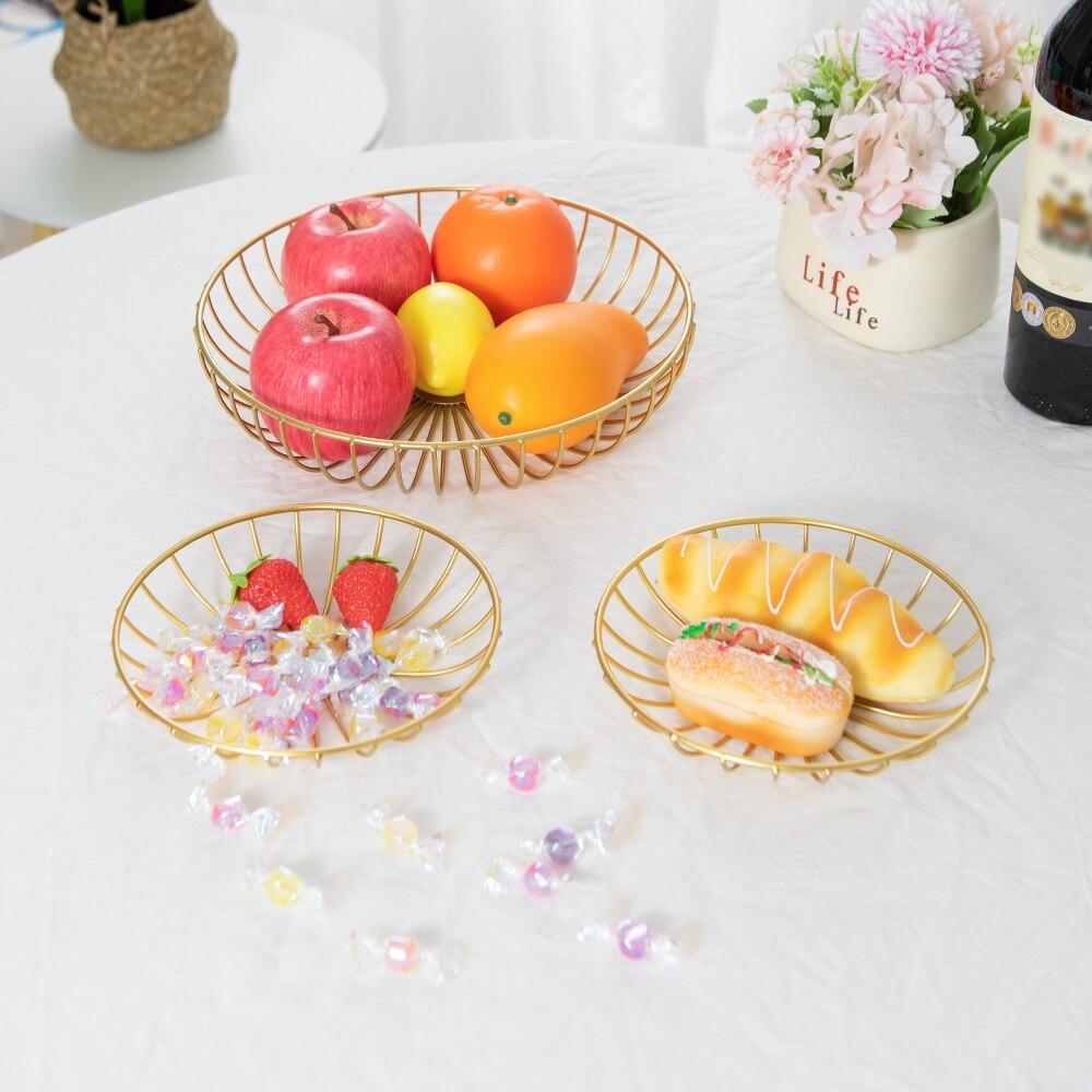 1PC Removable Household Wrought Iron Fruit Basket Fashion Creative Fruit Drain Desktop Storage Basket