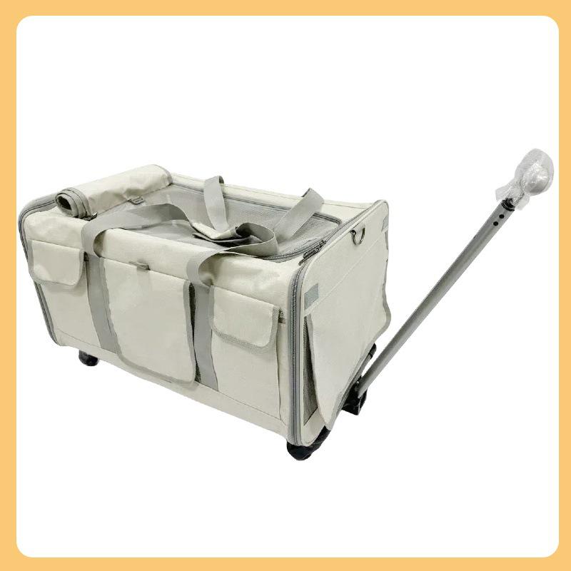 Foldable Pet Trolley: Breathable Cat & Dog Carrier