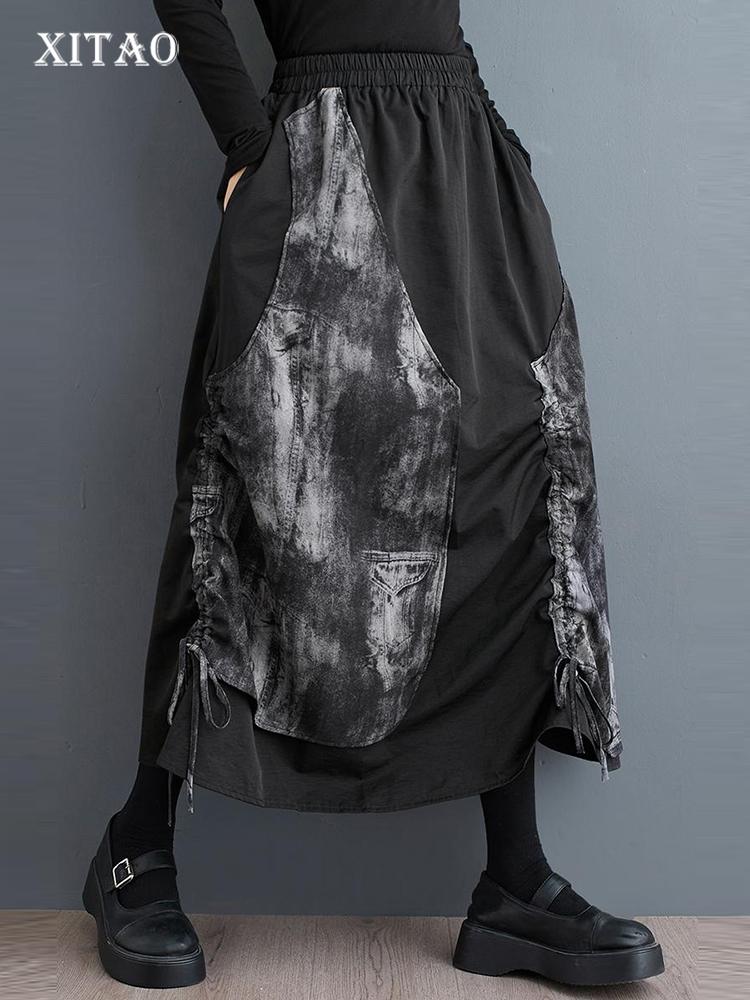 

Xitao Юбки с присборенным принтом в стиле пэчворк DMJ4187 One Size чёрный