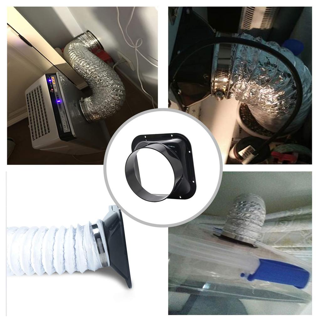 TiCoast Straight Pipe Flange Duct Connector Flange ABS Plastic Ventilation System Plumbing Components Black (Square-150mm)