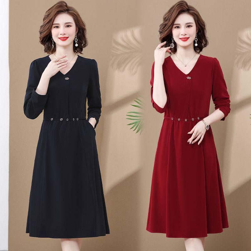 Rochie Elegantă Midi pentru Femei de Vârstă Mijlocie - Croială Slim, Ținută Stilată pentru Banchet de Nuntă de Primăvară/Toamnă