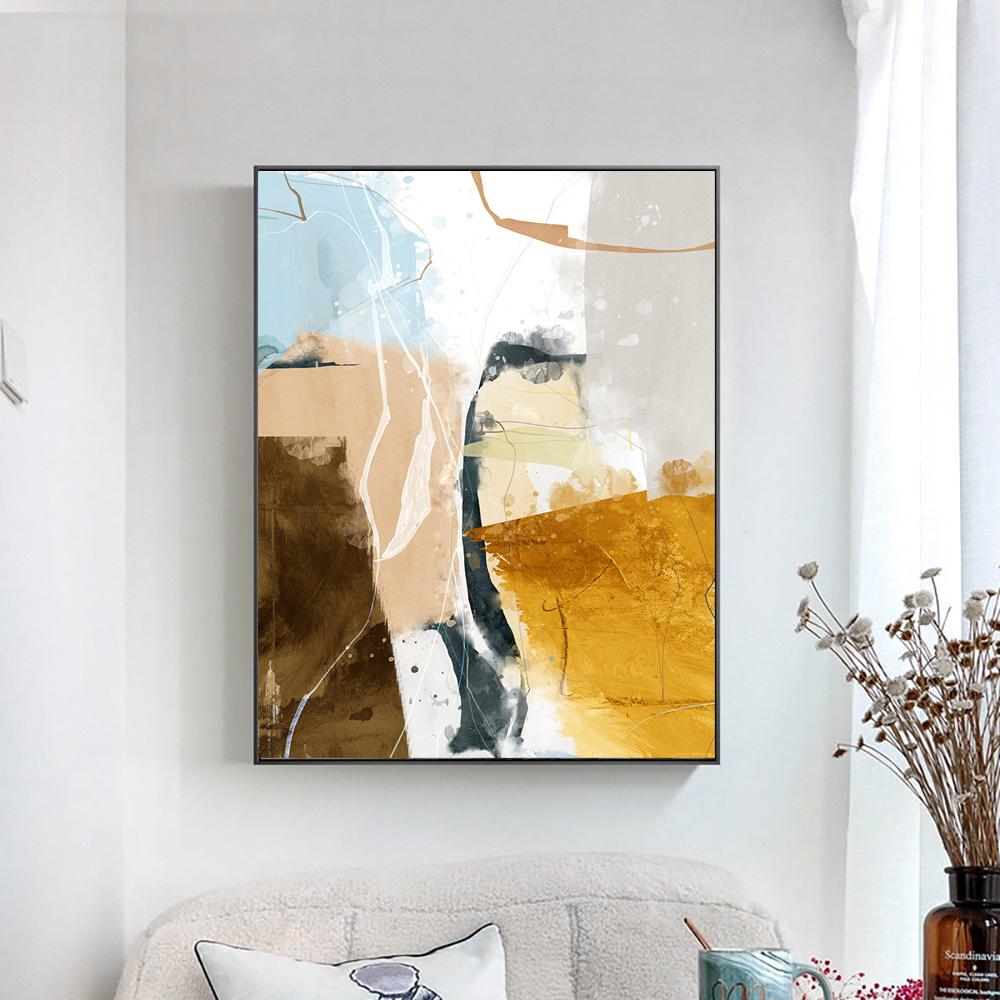 Painting Nordic Abstract Wall Art Pictures for Living Room Home Decor Unframed 3PCS Frameless Watercolor Geometric Canvas