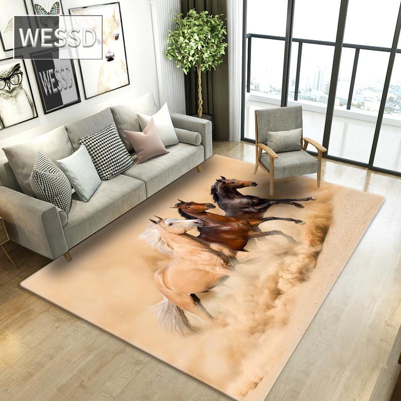Horse Carpet Living Room 3D Animal Sofa Carpet Large Mats Kitchen Anti-slip Water Absorption Sponge Mat For Bathroom Bedroom Rug