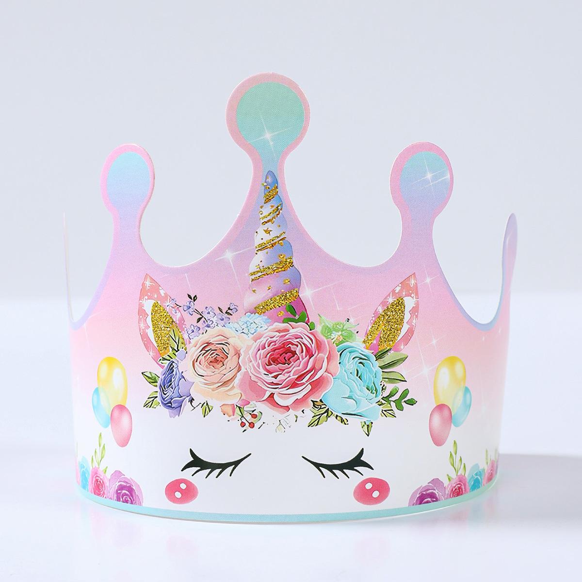

6pcs/Set Unicorn Party Paper Caps Unicorn Theme Hats For Kids Happy Birthday Party Decor Baby Shower Kids Girl Birthday Favors