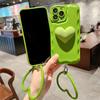 3d Creative Love Heart Wavy Edge Mustard Green Telefonveske For Iphone 14 13 Pro Max 12 11 X Xs Xr 7 8 Plus Beskyttende bakdeksel