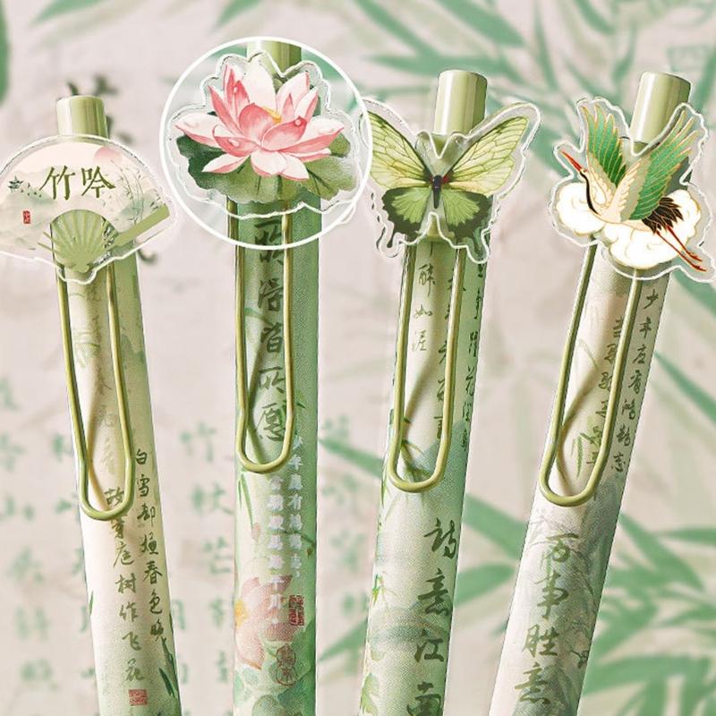 Elegant Floral Patterned Gel Pen With Ergonomic Handle Non Toxic Ink For Students Professional Daily Use Friendly Stationerys