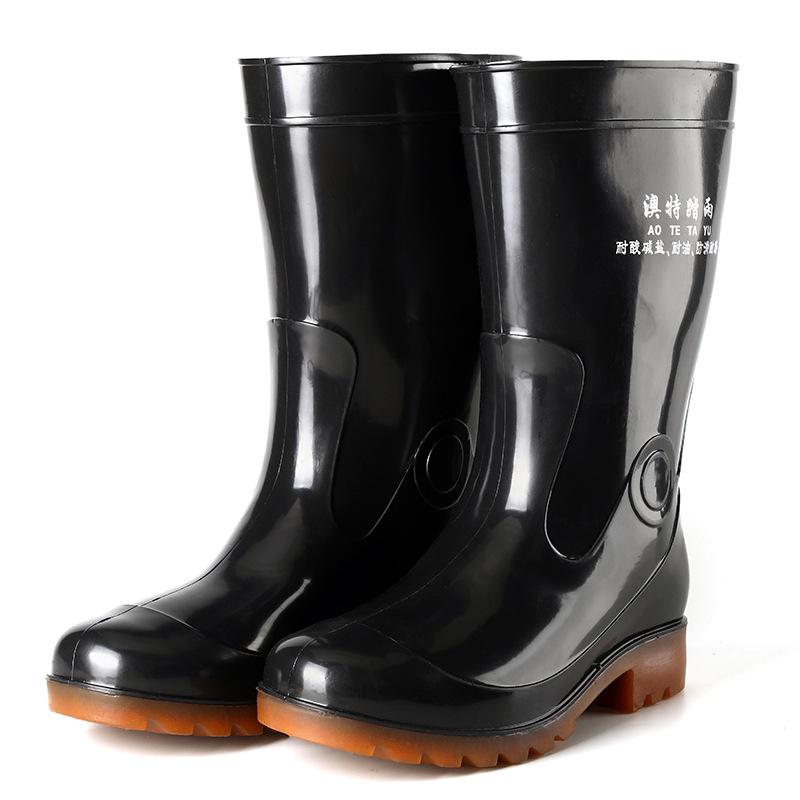 

Добавить LOGO средние резиновые сапоги для мужчин, чайные сапоги средней водонепроницаемости, как водонепроницаемая обувь 45 чёрный